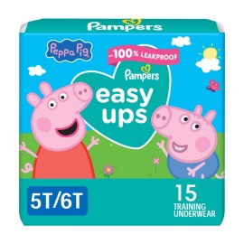 Pampers Training Pants - Easy Ups Girls & Boys - Size 5T-6T, 15 Count, Peppa Pig Potty Underwear (Packaging May Vary)