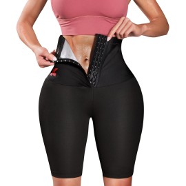 KUMAYES Sauna Sweat Pants for Women High Waist Slimming Shorts Compression Thermo Workout Exercise Body Shaper Thighs Black