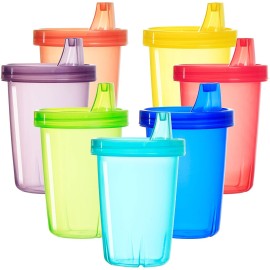 Youngever 7 Pack Kids Sippy Cups - 7 Assorted Color Sippy Cups for Infant, Toddler