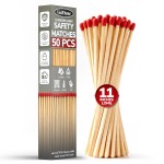 11-Inch Extra Long Wooden Safety Matches (1 Pack) - Ideal for Lighting Fireplace, Candles, Grills & Camping Firepits - Strike on Box - Heavy Duty Long Matches for Fireplace - 50 Count