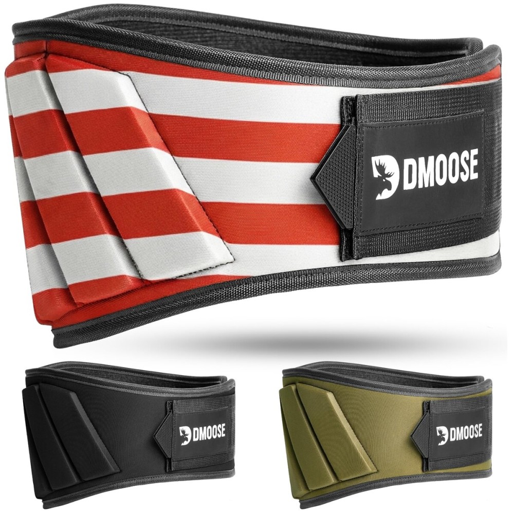DMoose weight belt - lifting belts for Performance Lifting - Weightlifting Adjustable Lifting Belts for Men & Women with Comfortable Neoprene - Gym Belt, Workout Belt - American Small