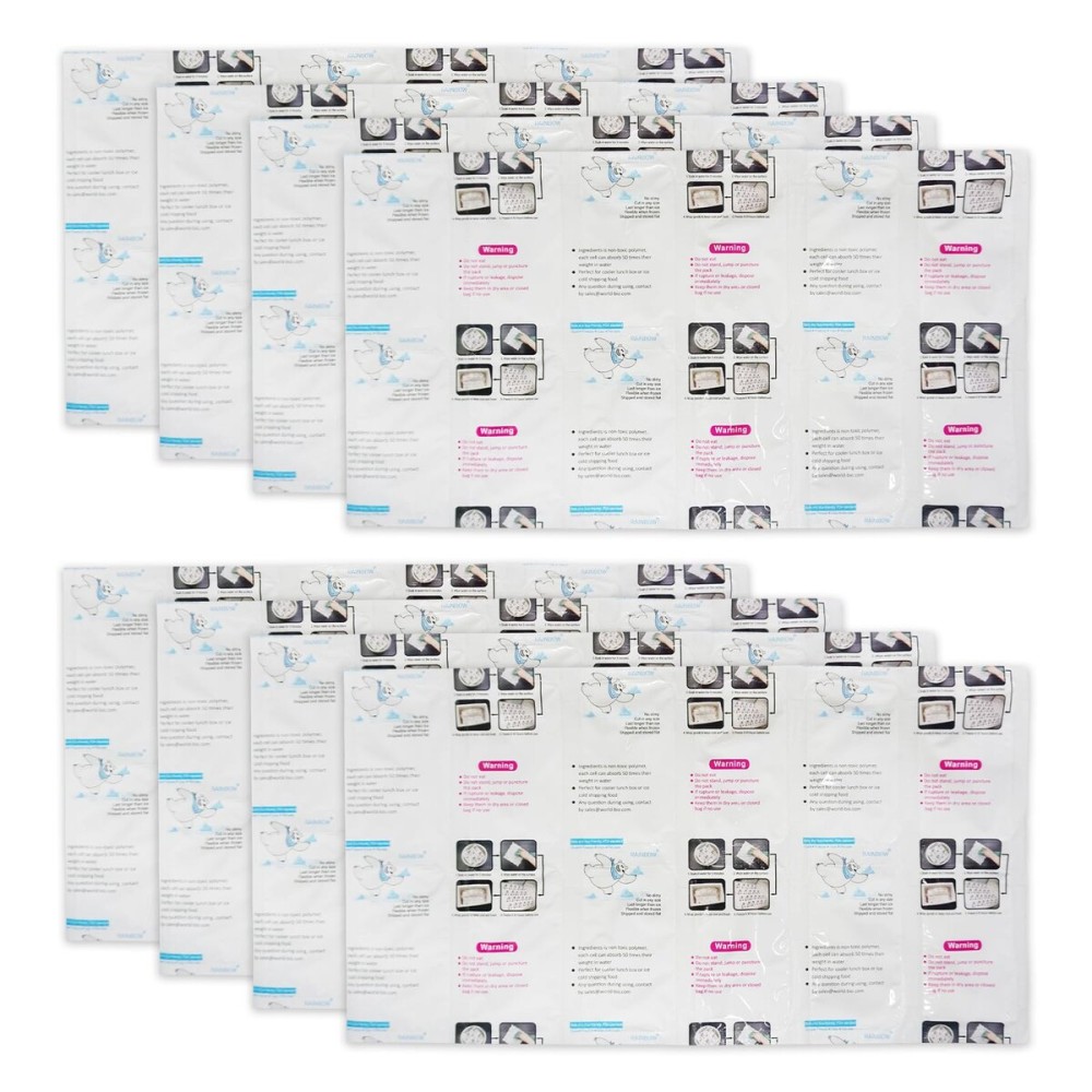 RAINBOW Dry Ice Packs for Shipping Long Lasting (8 Sheets, 12 Packs/Sheet), Reusable Lightweight Food Ice Pack Sheets for Lunch Boxes or Coolers, Shipping Frozen Food, 7 X 13 - Cut to Any Size