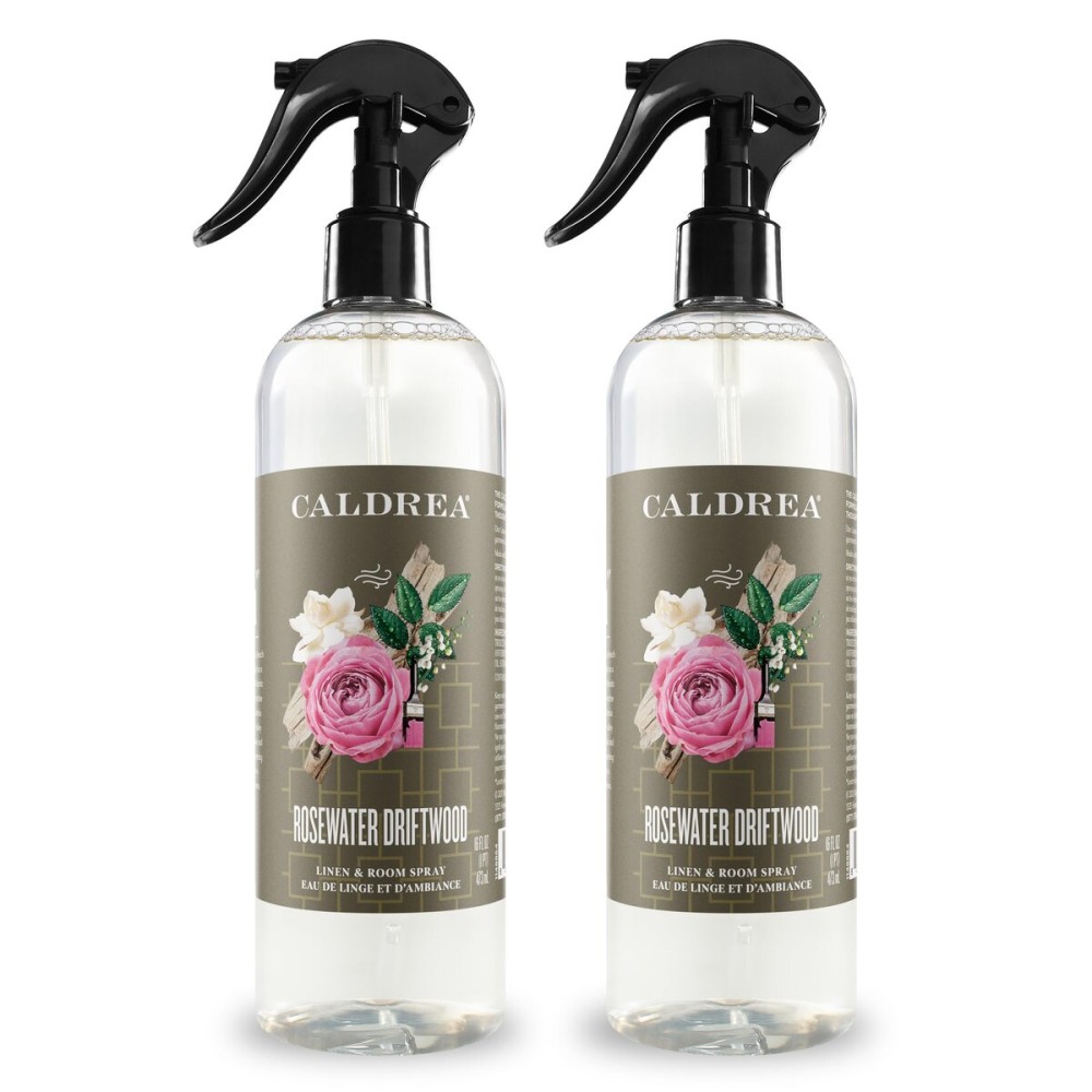 Caldrea Linen and Room Spray Air Freshener, Made with Essential Oils, Plant-Derived and Other Thoughtfully Chosen Ingredients, Rosewater Driftwood, 16 oz, 2 Pack