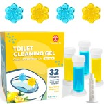 Simple Life Toilet Gel Stamp - Fresh Flower Scent, Anti-Limescale Toilet Cleaner Gel, Deodorizing & Long-Lasting Freshness, 32 Stamps, Blue & Yellow