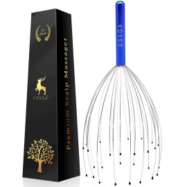USAGA 28 Fingers Head Scratcher, Head Massager, Scalp Massager for Scalp Body Relaxing (Blue)
