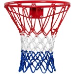 NEIJIANG Basketball Net Replacement, 2025 Upgrade Thick Professional Basketball Nets Heavy Duty Outdoor, All Weather Anti Whip Color Never Fade -12 Loops (Red White Blue) (1Pc)