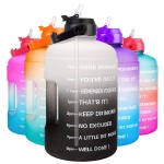 QuiFit 1 Gallon Water Bottle - with Straw & Motivational Time Marker Leak-Proof BPA Free Reusable Gym Sports Outdoor Large(128OZ) Capacity Water Jug(Gray/Black Gradient,1 Gallon)