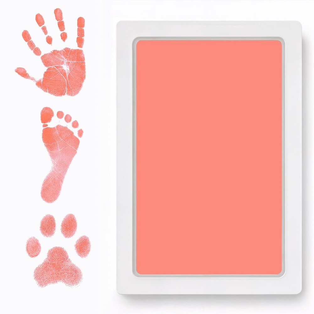 Clean Touch Ink Pad for Baby Handprints and Footprints - Inkless Infant Hand & Foot Stamp - Safe for Babies, Doesnt Touch Skin - Perfect Family Memory or Gift - Pink Print Kit by Tiny Gifts
