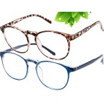 FEIYOLD Blue Light Blocking Glasses Women/Men,Retro Round Anti Eyestrain Computer Gaming Glasses(2Pack)