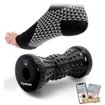 Tumaz Foot Compression Sleeves & Foot Roller Set for Women & Men - Plantar Fasciitis Compression Socks for Improving Blood Circulation, Foot Pain Relief, Edema (Black)