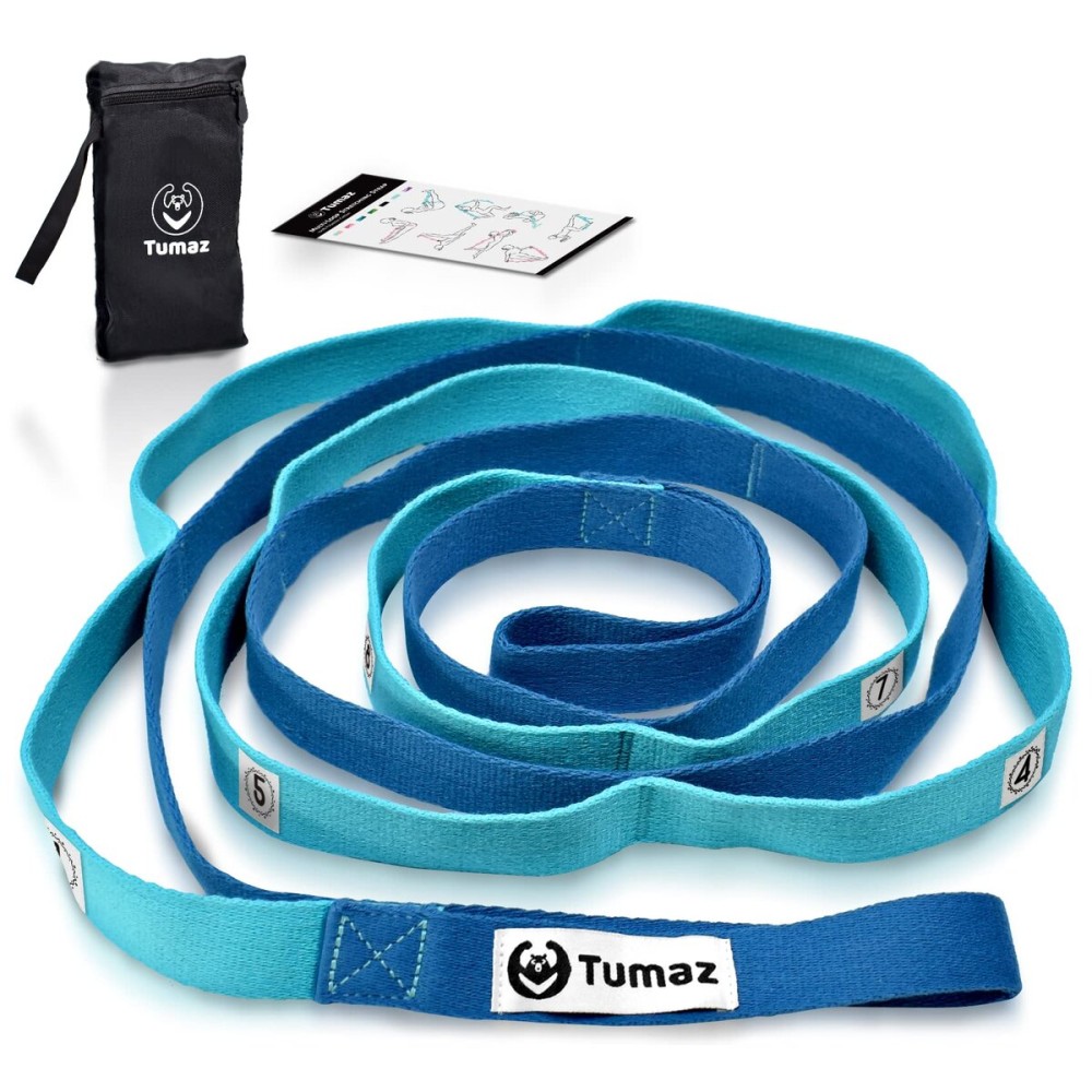 Tumaz Stretching Strap - 10 Loops & Non-Elastic Yoga Strap - Perfect Home Workout Stretch Strap for Physical Therapy, Yoga, Pilates, Flexibility