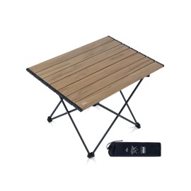 iClimb Ultralight Compact Camping Folding Table with Carry Bag (Nature - L)