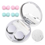 Cute Contact Lens Case Portable Travel Box with Mirror Tweezers Remover Tool Solution Bottle for Office and Outdoor