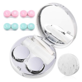 Cute Contact Lens Case Portable Travel Box with Mirror Tweezers Remover Tool Solution Bottle for Office and Outdoor