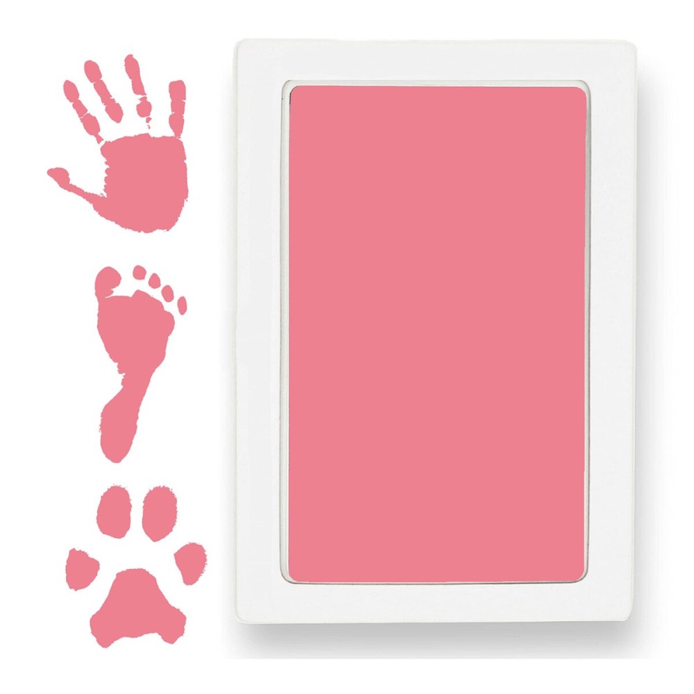 Large Clean Touch Ink Pad for Baby Handprints and Footprints - Inkless Infant Hand & Foot Stamp - Safe for Babies, Doesnt Touch Skin - Perfect Family Memory or Gift, Pink Print Kit by Tiny Gifts