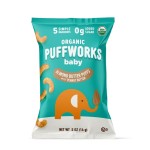 Puffworks Baby Organic Almond Butter Puffs, with Peanut Butter, Plant-Based Protein, USDA Organic, Gluten-Free, Vegan, Non-GMO, Kosher, 0.5 Ounce (Pack of 12)