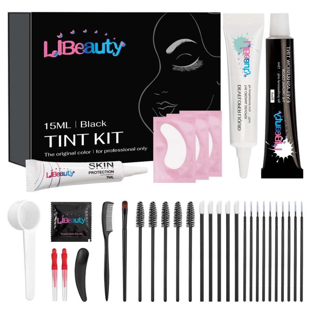 Libeauty Lash Black Color Kit Brow Kit Quick Voluminous Coloring with Complete Tools Eyelash Color Kit For Salon Or Home Hair colour Use