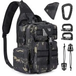 G4Free Large Tactical EDC Sling Bag Backpack, Military Molle Bag Single Strap Shoulder Backpack for Men (Black CP)