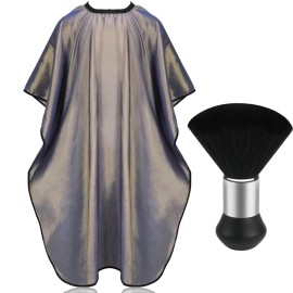 FEBSNOW Professional Hair Cutting Cape with Neck Duster Brush, Salon Barber Cape, Hair Cutting Accessories (Gray)