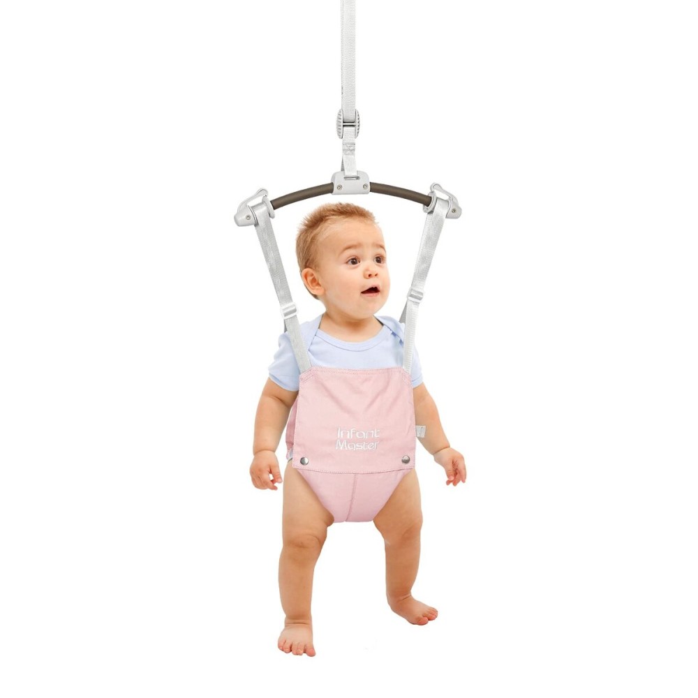 Infant Master Doorway Jumper, Durable Bumper Jumper w/Adjustable Height, Funny Baby Doorway Swing Bouncer w/Seat Bag, Popular Gift for Infant & Toddler, Portable and Free Installation, Pink