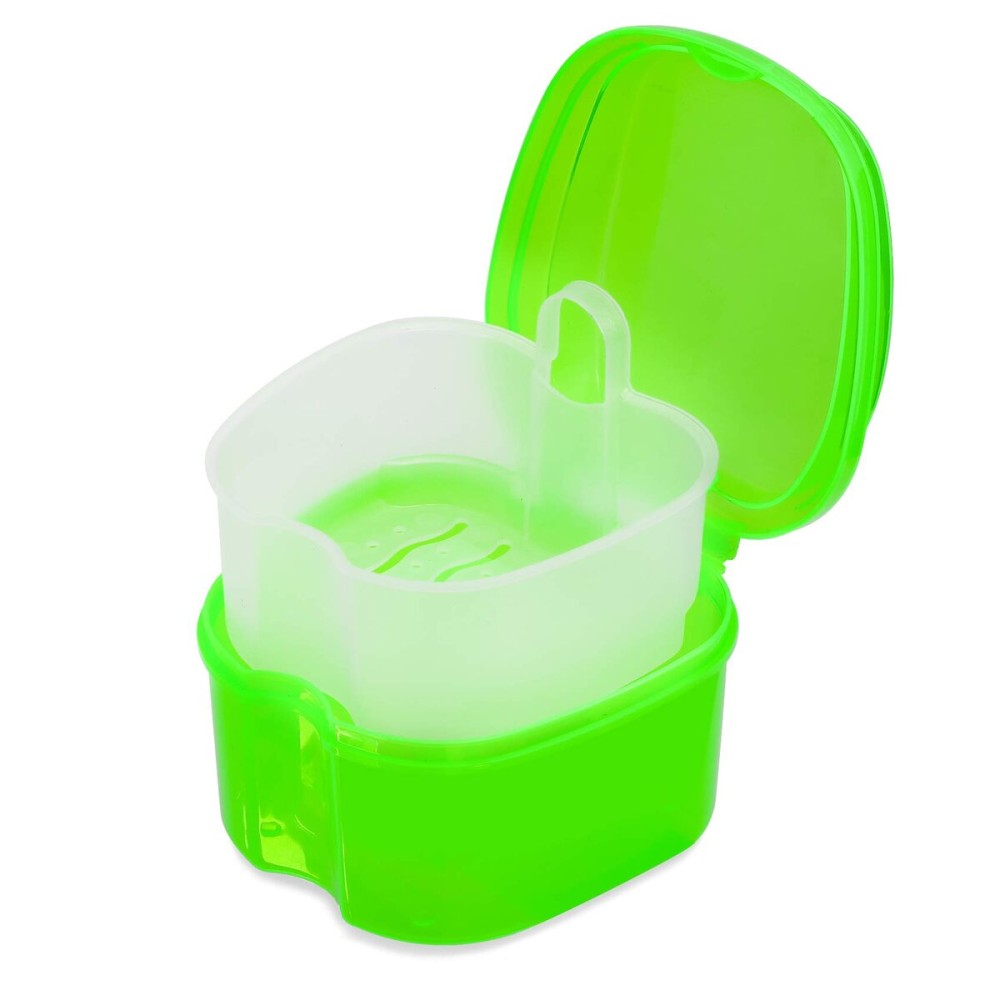 Colorful Plastic Dental Orthodontic Retainer Container Cleaning Case,Denture Bath Box Case Cup Holder Travel, Mouthguard Storage Soaking Case