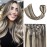 UGOTRAYS Clip in Hair Extensions Dark Brown Mixed Bleach Blonde Highlight Hair Extensions 20 Inch 70g 7pcs Straight Real Human Hair Extensions Double Weft 2p613