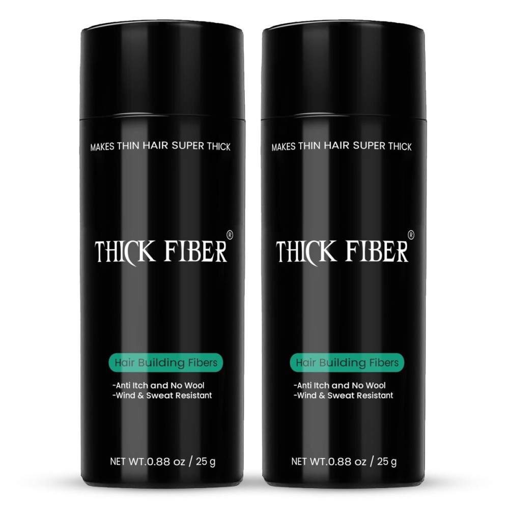 THICK FIBER Hair Fibers for Thinning Hair & Bald spots (LIGHT BROWN, Pack of 2) - 25g Bottle - Conceals Hair Loss in Seconds - Hair Powder For Women & Men