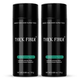 THICK FIBER Hair Fibers for Thinning Hair & Bald spots (MEDIUM BLONDE, Pack of 2) - 25g Bottle - Conceals Hair Loss in Seconds - Hair Powder For Women & Men