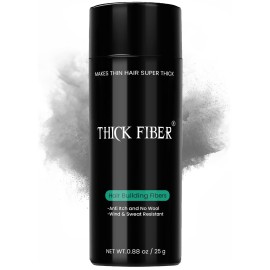 THICK FIBER Hair Fibers for Thinning Hair & Bald spots (GRAY) - 25g Bottle - Conceals Hair Loss in Seconds - Hair Powder for Women & Men