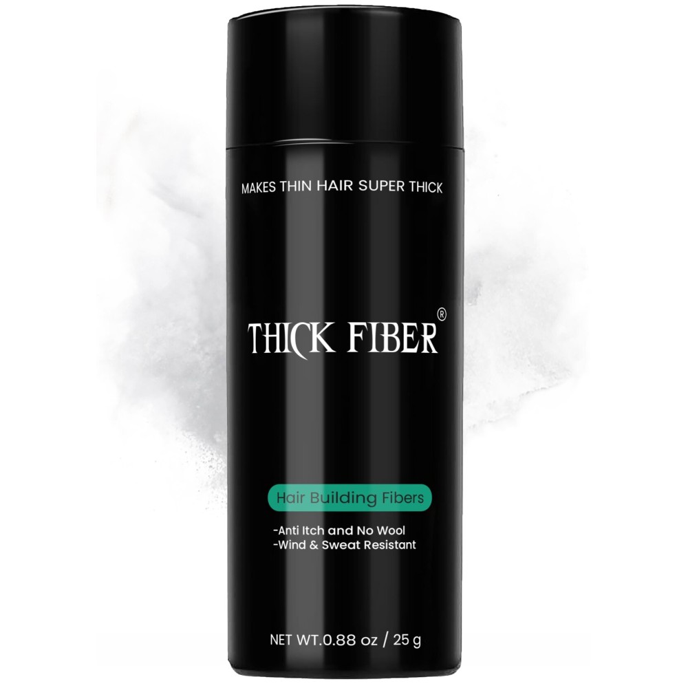 THICK FIBER Hair Fibers for Thinning Hair & Bald spots (WHITE) - 25g Bottle - Conceals Hair Loss in Seconds - Hair Powder for Women & Men