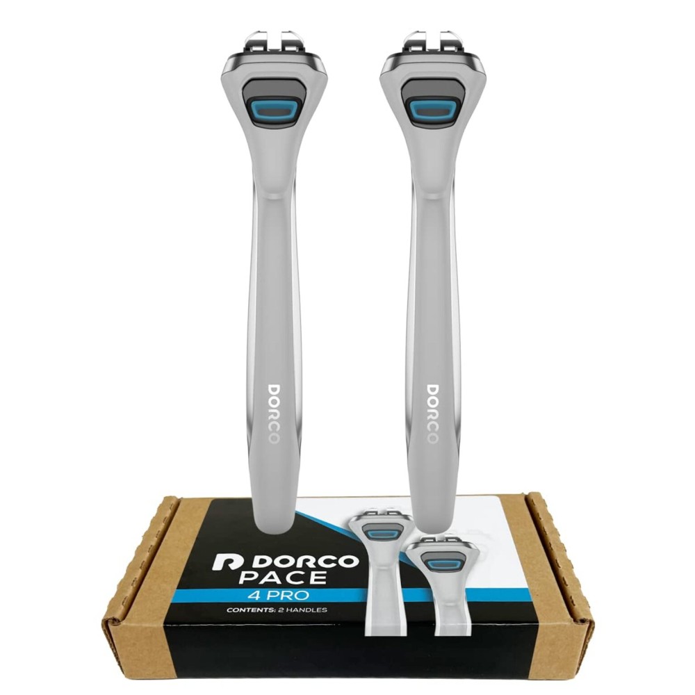 Dorco Pace 4 Pro - Four Blade Razor Shaving System - 2 Replacement Handles (Handles Only)