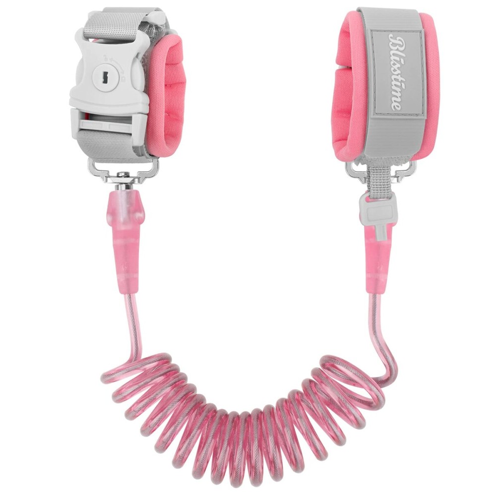 Blisstime Toddler Leash, Kid Leash Anti Lost Wrist Link with Key Lock Upgraded Baby Leash with Safety Wristband Rope for Babies Toddlers Child Kids (4.9ft/1.5m, Pink)