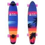 Playshion 42 Inch Longboard Skateboard Complete | Long Board Cruiser for Beginners | Longboards for Carving, Cruising and Commuting, Coconut Tree