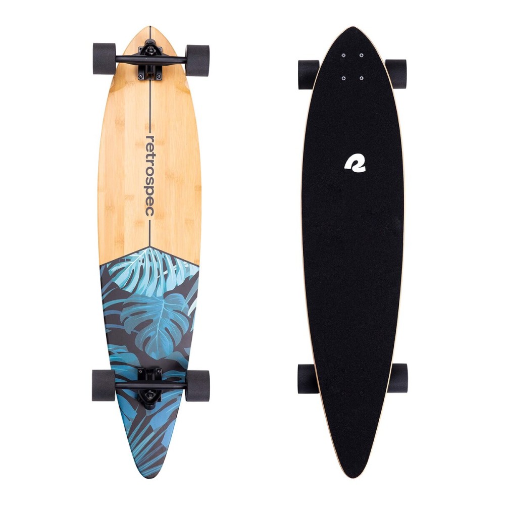 Retrospec Zed Pintail Longboard Skateboard Complete Cruiser | Bamboo & Canadian Maple Wood Cruiser w/Reverse Kingpin Trucks for Commuting, Cruising, Carving & Downhill Riding
