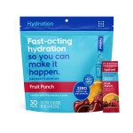 Hydrant - Hydrate Electrolyte Powder, Fruit Punch Flavor, 30 Rapid Hydration Individual Stick Packs - Low Sugar Drink Mix for Daily Use, Travel & Workouts