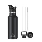 Arslo Stainless Steel Double Wall Water Bottles 17 Ounce, Vacuum Insulated Bottle With Straw Lid, Insulated Water Bottle Keeps Water Cold for 24 Hours, Hot for 12 Hours, Hiking, Sports