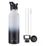 Arslo Stainless Steel Double Wall Water Bottles 25 Ounce, Vacuum Insulated Bottle With Straw Lid, Insulated Water Bottle Keeps Water Cold for 24 Hours, Hot for 12 Hours, Hiking, Sports