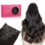 WENNALIFE Seamless Clip In Hair Extensions, 22 Inch 150g 7pcs Dark Brown Hair Extensions Clip in Human Hair Invisible PU Skin Weft Natural Remy Human Hair Extensions