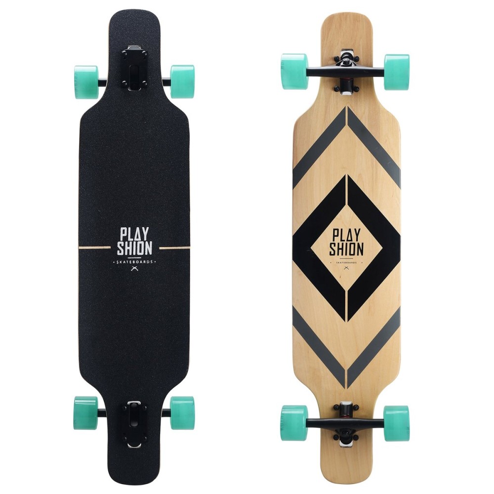 Playshion 42 Inch Pintail Longboard Skateboard Complete | Long Board Cruiser for Beginners | Longboards for Carving, Cruising and Commuting, Black