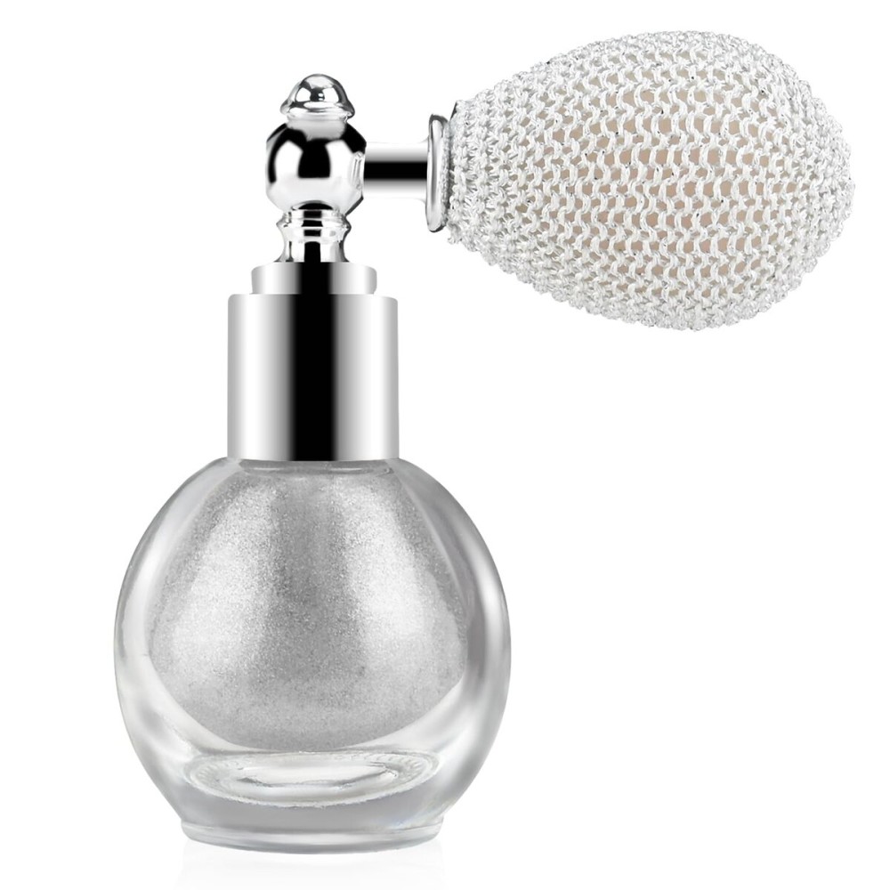 KYDA Silver Glitter Powder Spray, Loose Shimmer Powder, Highlighter Spray Makeup for Face Body Hair, Lasting Glitter Hairspray, Cosmetic Shimmer Makeup