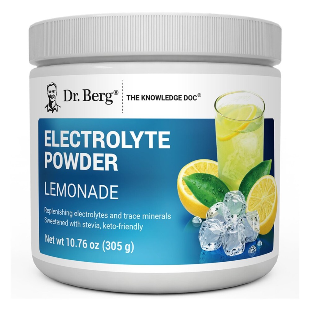Dr. Berg Zero Sugar Hydration Keto Electrolyte Powder - Enhanced w/ 1000 mg of Potassium & Real Pink Himalayan Salt (NOT Table Salt) - Lemonade Flavor Hydration Drink Mix Supplement - 50 Servings