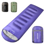 Atarashi Wide Sleeping Bags for Adults, Womens Sleeping Bags for Camping, Hiking and Outdoors, 3-4 Seasons Warm Cold Weather, Lightweight, Portable, Purple Large Size with Compression Sack, 40\'\'X87\'\'