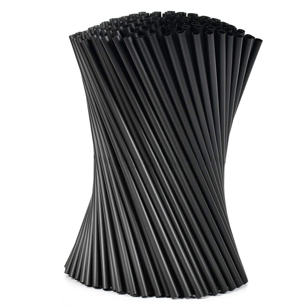 Plasticless 100 Pcs PLA Disposable Drinking Straws Corn Plant Based Biodegradable Straws, BPA Free Compostable Stir Sticks Black Reusable Straw Alternative to Plastic Straw for Party Drinks