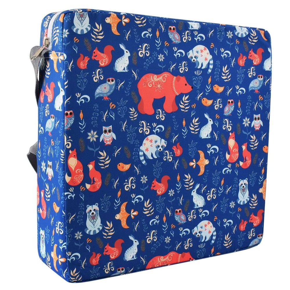 Sunmall Dining Chair Heightening Cushion Portable Dismountable Adjustable Highchair Booster for Baby Toddler Kids Infant Washable Thick Chair Seat Pad Mat (Blue Bear)