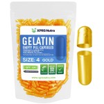 XPRS Nutra Size 4 Empty Capsules - 100 Count Small Empty Gelatin Capsules - Pills DIY Capsule Filling - Fillable Pure Bovine Pill Gel Caps for Do-It-Yourself Supplements (Gold)