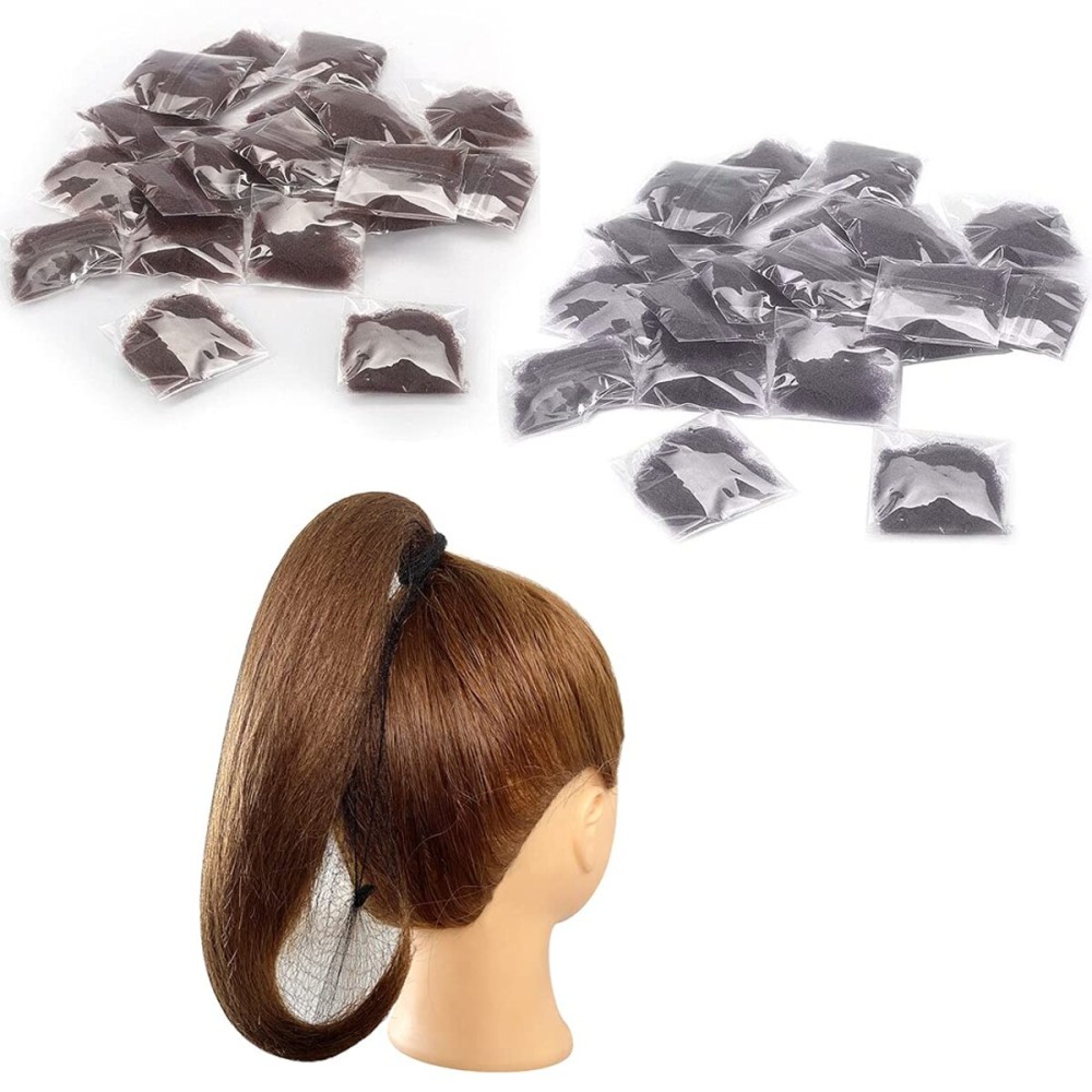 Polly Online 20 Pcs Hair Nets for Women Bun,Invisible Hair Nets Elastic Edge Mesh (10pcs Black + 10pcs Coffee)