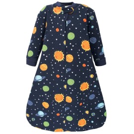 Hudson Baby Unisex Baby Premium Quilted Long Sleeve Sleeping Bag and Wearable Blanket, Solar System, 0-6 Months