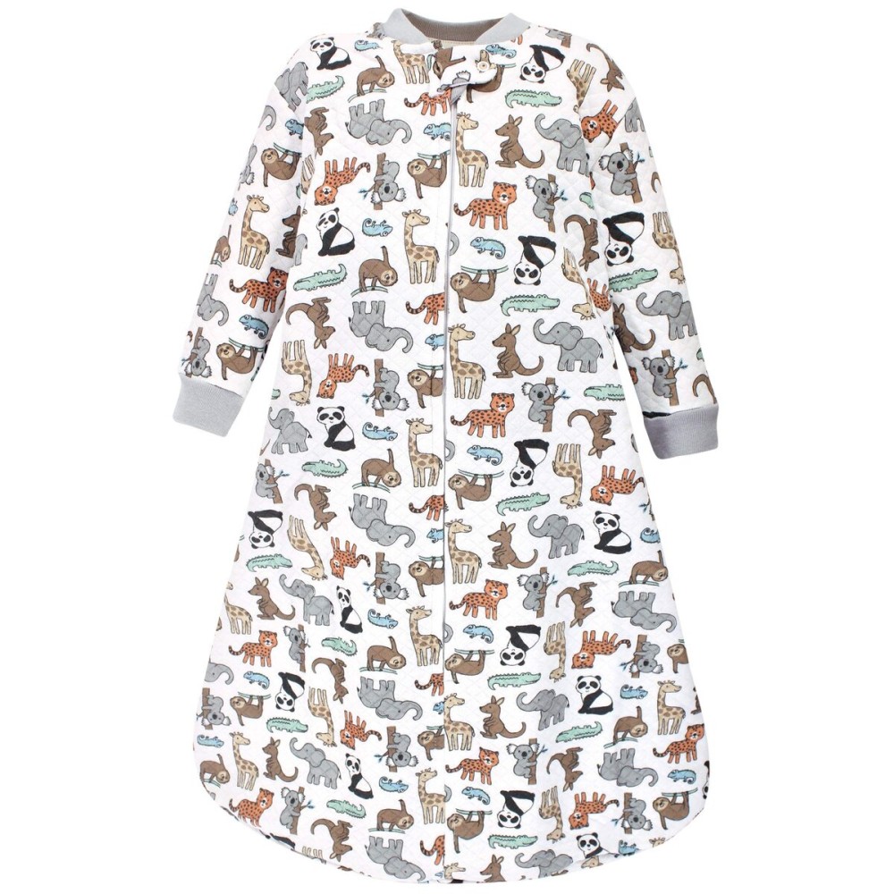 Hudson Baby Unisex Baby Premium Quilted Long Sleeve Sleeping Bag and Wearable Blanket, Zoo Animals, 18-24 Months