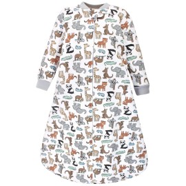 Hudson Baby Unisex Baby Premium Quilted Long Sleeve Sleeping Bag and Wearable Blanket, Zoo Animals, 18-24 Months