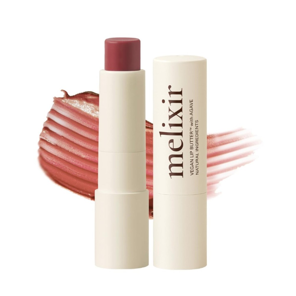 Melixir Vegan Lip Butter (12 Colors), Hydrating Tinted Lip Balm Stick, Bee-Free, Petrolatum-Free, Plant-Based, Moisturizes Dry & Chapped Lips With Shea Butter, Sheer, Natural Finish - 02 Nudy Rose